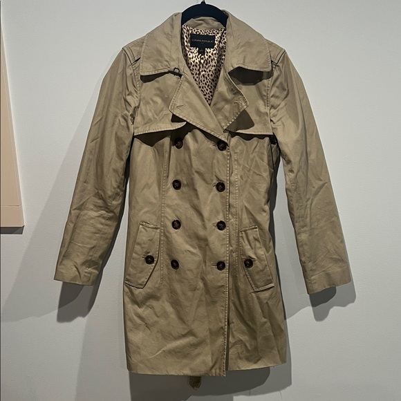 Banana Republic Tan Double-Breasted Trench Coat 🧥 Size Small Belted - Picture 2 of 16